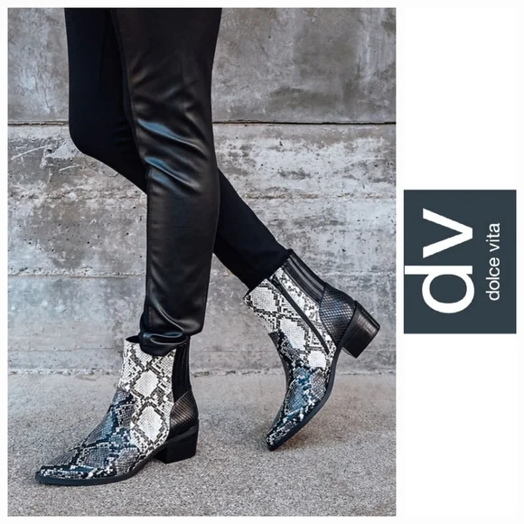 Edgy Chiv DV Dolce Vita Snake Embossed Booties - Picture 1 of 11